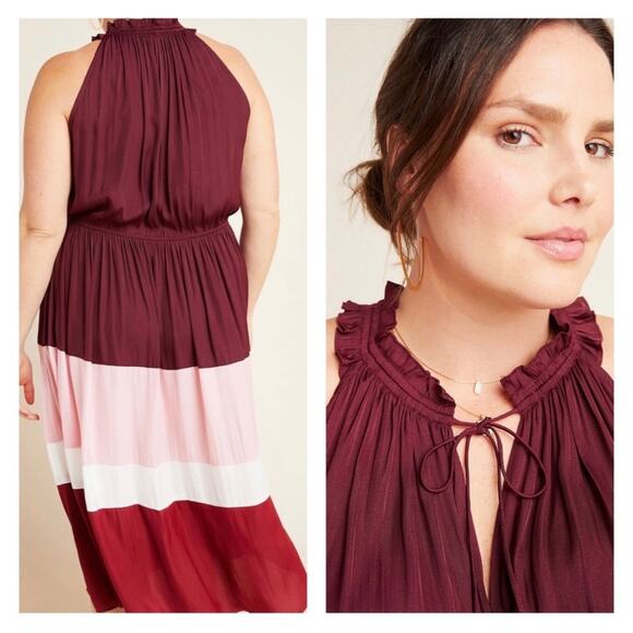 Anthropologie Current Air Cobie Colorblocked Midi Dress 2x - Picture 14 of 14